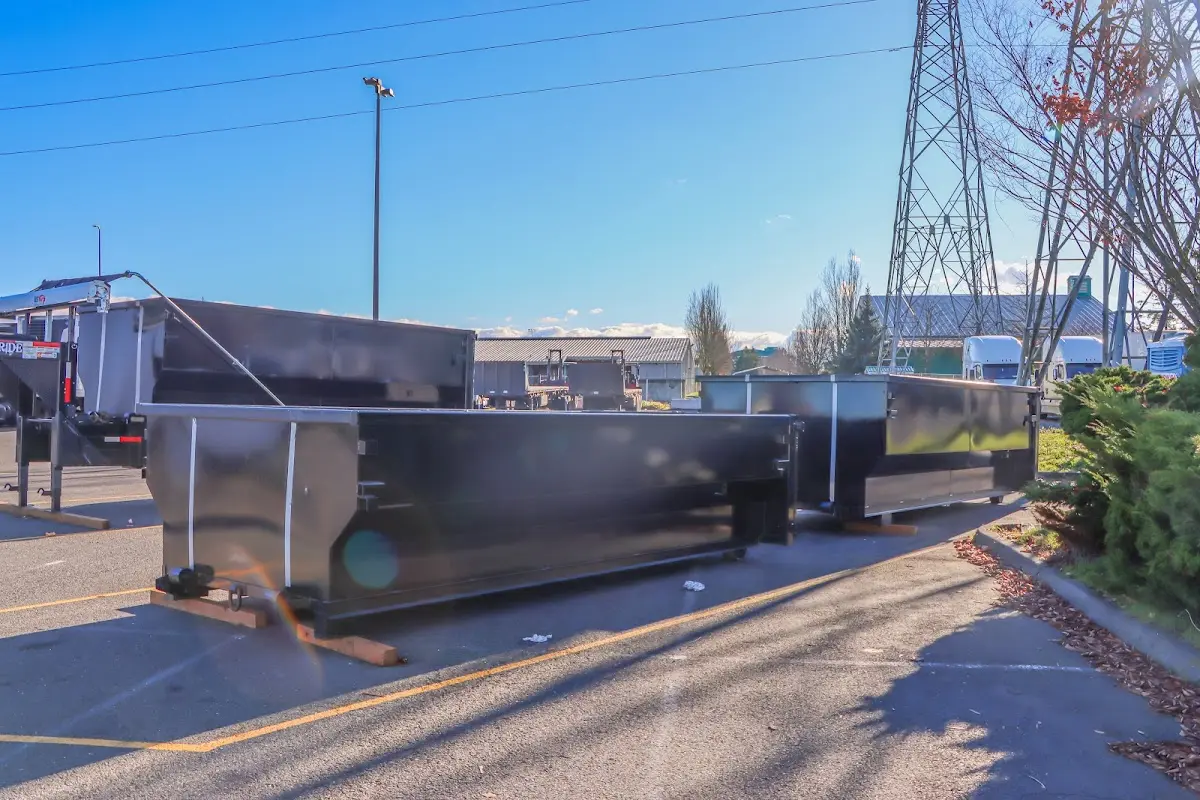 Roll-off dumpster ready for waste disposal at job site for Cleanout Dumpster Rental in Louisville